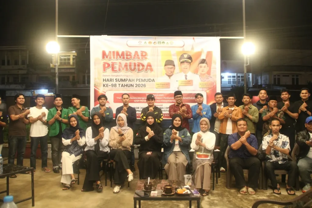 : Wakil Wali Kota Pontianak Bahasan menghadiri kegiatan Mimbar Pemuda dan Wakil Rakyat di Halaman Garden Aqua Cafe, Pontianak Timur, Kamis (29/10/2026) malam.