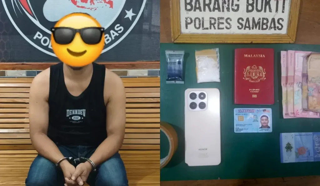 Polisi mengamankan barang bukti sabu 9,20 gram dalam pengungkapan kasus di perbatasan Aruk, Sambas. (Foto: Res-Sbs)