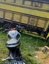 Kecelakaan antara sepeda motor Yamaha Vixion dan truk Mitsubishi Canter di Jalan Raya Bodok-Sosok, Kecamatan Parindu, Kabupaten Sanggau, yang menewaskan seorang pengendara motor. (Foto: Res-Sgu)