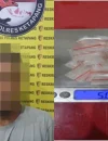 Barang bukti 12 paket sabu yang diamankan dari seorang pria di kawasan kebun sawit Kendawangan.Ketapang.
