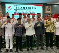 Wakil Gubernur Kalimantan Barat Krisantus Kurniawan menyampaikan sambutan pada Pelantikan Pengurus APDESI Merah Putih di Kantor Kemendes, Kalibata, Jakarta. (MCKalbar)