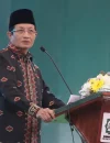 Menteri Agama Nasaruddin Umar saat memberikan sambutan pada persiapan Perayaan Natal Oikoumene 2025. (Dok. Kemenag)
