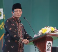 Menteri Agama Nasaruddin Umar saat memberikan sambutan pada persiapan Perayaan Natal Oikoumene 2025. (Dok. Kemenag)