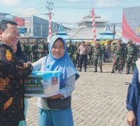 Wakil Bupati Kubu Raya Sukiryanto saat penutupan TMMD ke-126 di Desa Pal IX, Sungai Kakap. (Foto:ird/mcKubuRaya)