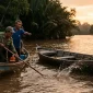 Ilustrasi - Tim SAR dan warga melakukan pencarian korban yang diduga diterkam buaya di perairan Batu Ampar, Kubu Raya.