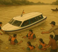 Ilustrasi - Petugas dan warga mengevakuasi speed penyeberangan yang tenggelam di Sungai Kapuas, Kubu Raya.
