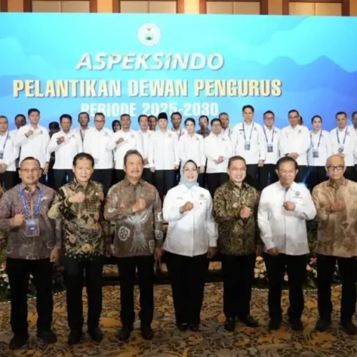 Gubernur Kalbar Ria Norsan hadiri pelantikan Ketua Umum ASPEKSINDO Erlina di Jakarta.