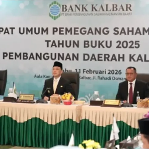 Gubernur Kalbar Ria Norsan memimpin RUPS Bank Kalbar Tahun Buku 2025 di Kantor Utama Bank Kalbar, Rabu (11/2/2026).
