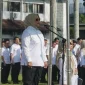 Bupati Erlina memimpin apel gabungan ASN Pemkab Mempawah usai libur Idulfitri 2026.