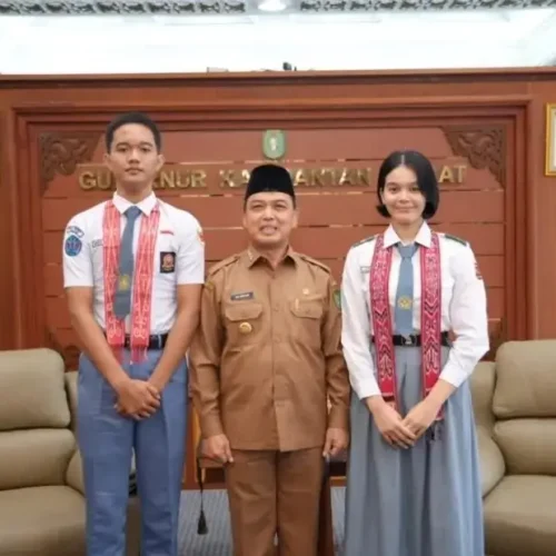 Gubernur Kalbar Ria Norsan menerima audiensi calon Paskibraka Nasional 2026 asal Kalimantan Barat sebelum berangkat ke Jakarta.