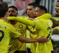 Cristiano Ronaldo merayakan gol saat Al Nassr mengalahkan Al Okhdood 3-0 di Saudi Pro League. (instagram.com/cristiano)