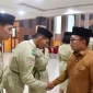 Bupati Kubu Raya Sujiwo saat mengukuhkan Duta Pancasila Paskibraka Indonesia Kabupaten Kubu Raya di Aula Praja Utama Kantor Bupati.