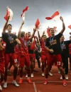 Timnas Indonesia merayakan kemenangan atas Thailand di SUGBK setelah menjuarai FIFA ASEAN Cup 2026 melalui adu penalti. (Foto: instagram.com/gianni_infantino)
