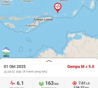 Peta BMKG lokasi episentrum gempa Maluku M6,1 kedalaman 163 km. Peta BMKG lokasi episentrum gempa Maluku M6,1 kedalaman 163 km. (x.com/Gempa_Tsunami)