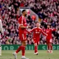 Pemain Liverpool, Cody Gakpo merayakan gol ke gawang West Ham dalam laga Premier League di Anfield dengan skor akhir 5-2.