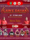 Gawe Dayak Naik Dango XXVI di Rumah Adat Dayak Kota Singkawang yang akan dimeriahkan karnaval budaya dan hiburan rakyat.