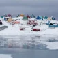 Pemandangan Kota Nuuk dan wilayah pesisir Greenland di kawasan Arktik.