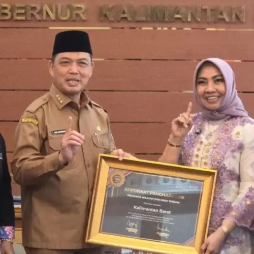 Pertemuan Gubernur Kalbar, Ria Norsan dengan anggota DPD RI terkait pemberdayaan perempuan di Kantor Gubernur, Selasa (28/4/2026).