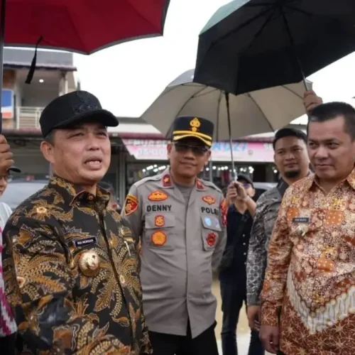 Gubernur Kalbar Ria Norsan meninjau perbaikan jalan Teluk Batang Sukadana, (10/4/2026).