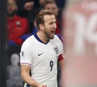 Harry Kane merayakan gol ke gawang Albania pada laga Kualifikasi Piala Dunia 2026. (instagram.com/harrykane)