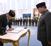 Presiden Prabowo Subianto melantik Sudaryono sebagai Kepala Badan Gizi Nasional di Istana Negara, Jakarta, Rabu (22/7/2026).