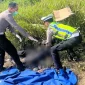 Petugas Satlantas Polres Kubu Raya melakukan olah TKP kecelakaan tabrak lari di Jalan Trans Kalimantan Kubu Raya.