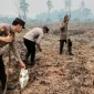 Polsek Sungai Kakap bersama petani menanam jagung di Kecamatan Sungai Kakap, Kubu Raya. (Foto: Res-KKR)