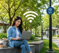 Ilustrasi fasilitas WiFi gratis Pemerintah Kota Pontianak untuk mendukung aktivitas digital masyarakat.