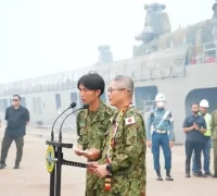 Kapal JS Kunisaki membawa tiga helikopter CH-47 Chinook untuk mendukung pemadaman karhutla di Kalimantan Barat.