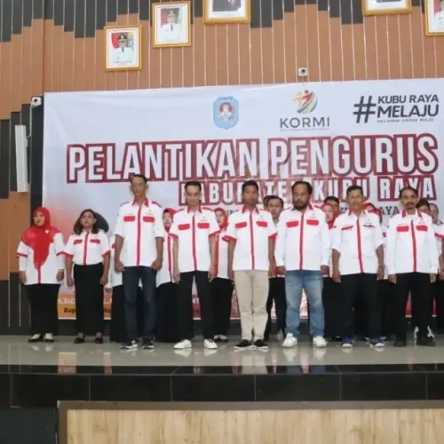 Harisson lantik pengurus KORMI Kubu Raya 2025–2029 di Aula Kantor Bupati, Selasa (28/4/2026).