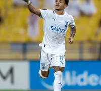 Kaio Cesar merayakan gol spektakuler untuk Al-Hilal dalam laga Liga Champions Asia Elite melawan Al-Gharafa di Doha. (instagram.com/alhilal)