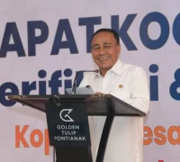 Wakil Gubernur Kalbar Krisantus Kurniawan membuka Rakor Verifikasi dan Validasi Koperasi Merah Putih di di Hotel Golden Tulip Pontianak, Rabu (23/9/2026).