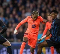 Pemain Barcelona Lamine Yamal menyumbang gol penyama kedudukan melawan Club Brugge di Stadion Jan Breydel, Belgia. (instagram.com/fcbarcelona)
