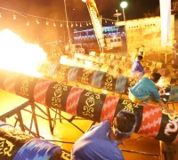 Deretan meriam karbit berjajar di tepian Sungai Kapuas Pontianak saat malam takbiran Idulfitri tahun 2024.