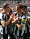 Pemain Newcastle United merayakan gol saat mengalahkan Brighton 3-1 di St James Park.