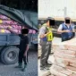 Petugas Pasukan Gerakan Am Sarawak memperlihatkan barang bukti hasil sitaan operasi pemberantasan penyelundupan ilegal.