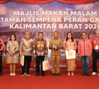 Wagub Kalbar Krisantus Kurniawan menghadiri jamuan bersama Delegasi Anak Borneo Semenanjung Malaysia di Pekan Gawai Dayak ke-40 di Hotel Kini Pontianak, Senin (18/5/2026).