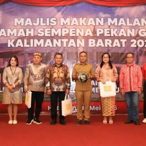 Wagub Kalbar Krisantus Kurniawan menghadiri jamuan bersama Delegasi Anak Borneo Semenanjung Malaysia di Pekan Gawai Dayak ke-40 di Hotel Kini Pontianak, Senin (18/5/2026).