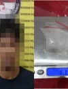 Tersangka dan bukti sabu seberat 11,31 gram hasil penggerebekan di Desa Ratu Elok Ketapang.