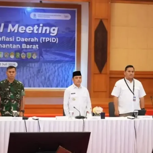Gubernur Kalimantan Barat Ria Norsan memimpin High Level Meeting Pengendalian Inflasi Semester II Tahun 2026 di Kantor Perwakilan Bank Indonesia Provinsi Kalimantan Barat, Pontianak.