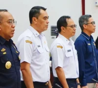 Pj Sekda Kalbar Hendra dalam konferensi pers APBN/APBD Kalimantan Barat di Kantor Gubernur Kalbar.