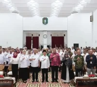 Gubernur Ria Norsan membuka workshop policy brief Balai Petitih, Kantor Gubernur Kalbar, Rabu (1/4/2026).