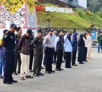 Apel perdana Pos Terpadu di PLBN Entikong sebagai tanda dimulainya pelayanan lintas instansi menjelang Idulfitri 1447 H.