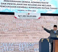 Presiden Prabowo Subianto menghadiri penyerahan hasil penyelamatan keuangan negara oleh Kejagung.