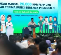 Prabowo Subianto resmikan akad massal rumah subsidi FLPP di Pesona Kahuripan Cileungsi Prabowo Subianto resmikan akad massal rumah subsidi FLPP di Pesona Kahuripan Cileungsi. (instagram.com/presidenrepublikindonesia)