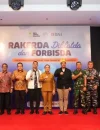 Gubernur Kalbar Ria Norsan saat menghadiri Rakerda, Diklatda, dan Forbisda HIPMI Kalbar 2026 di Kubu Raya.
