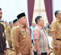 Gubernur Kalbar Ria Norsan saat membuka Rakor Sosialisasi Antikorupsi Terintegrasi 2026 di Balai Petitih, Selasa (15/9/2026).