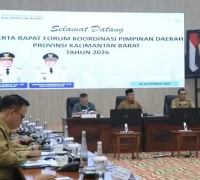 Gubernur Kalbar Ria Norsan memimpin Rapat Forkopimda Kalbar membahas karhutla dan krisis air di Balai Petitih Pontianak.