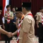 Ria Norsan saat dilantik sebagai Ketua Mabida Gerakan Pramuka Kalimantan Barat oleh Ketua Kwarnas Budi Waseso di Balai Petitih Kantor Gubernur Kalbar.
