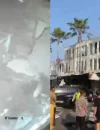 Kondisi Ruko San Antonio di Pakuwon City Surabaya setelah ledakan yang menyebabkan puluhan bangunan dan sejumlah kendaraan mengalami kerusakan. (Foto: x.com/NapiPKS)